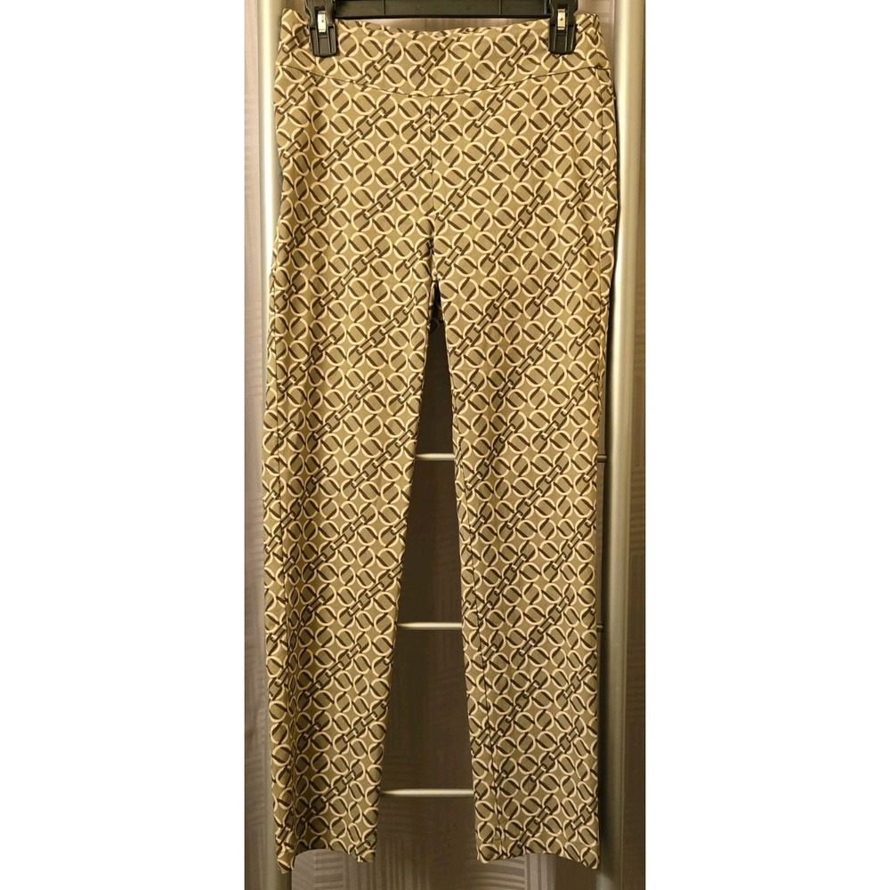 J McLaughlin Pull On Ankle Pants Women Size 2‎ Sage Green Medallion 28x28.5
